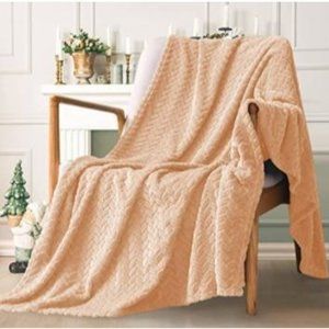 NEW Cozy Soft BEIGE TAN Fleece Throw Blankets, Warm Plush Large Plush